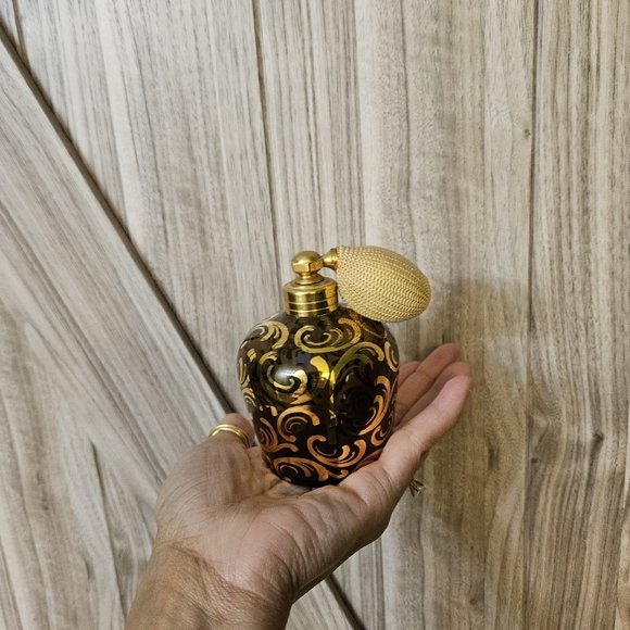 Irice Vintage  Czechoslovakian Glass Atomizer 1940 Perfume Bottle, Hand Painted  - Picture 10 of 13